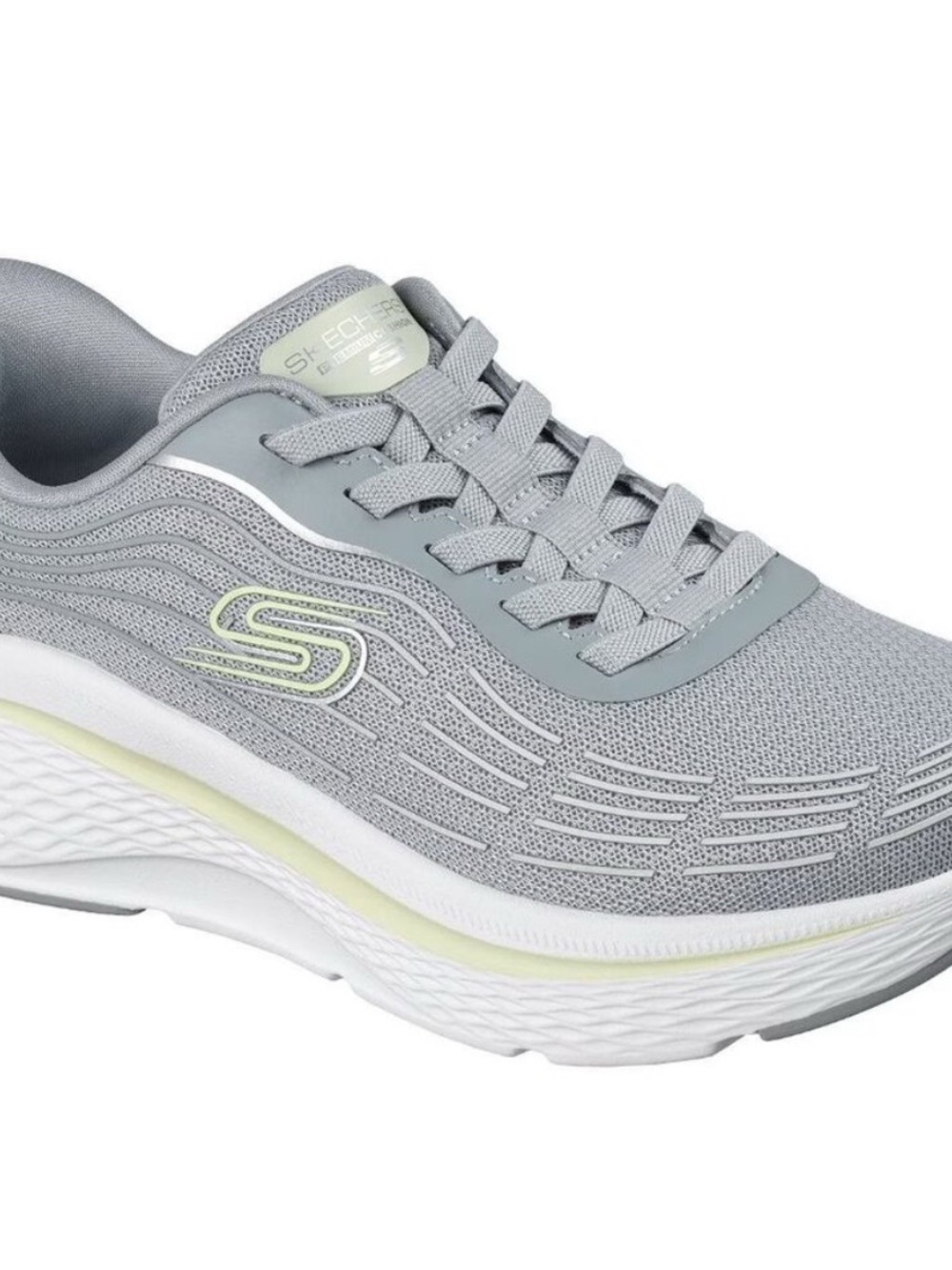 Skechers Women's Light Gray Athletic Lace-Up Sneakers with Pale Yellow Accents